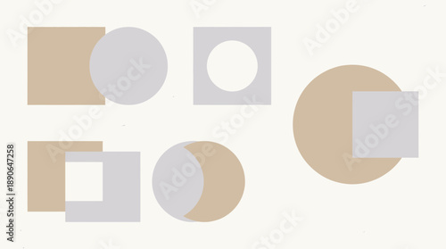 Modern geometric shapes in neutral tones for design inspiration