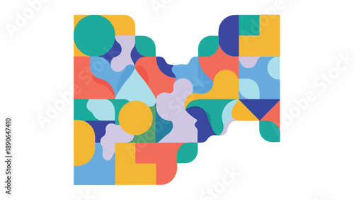 Colorful Geometric Shapes Forming Letter M.