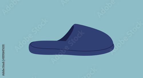 Simple Blue Slipper Isolated on Light Blue Background.
