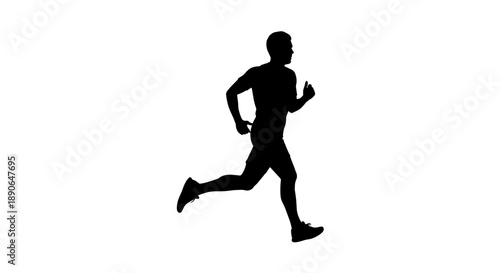 Silhouette of a man running with determination and focus.