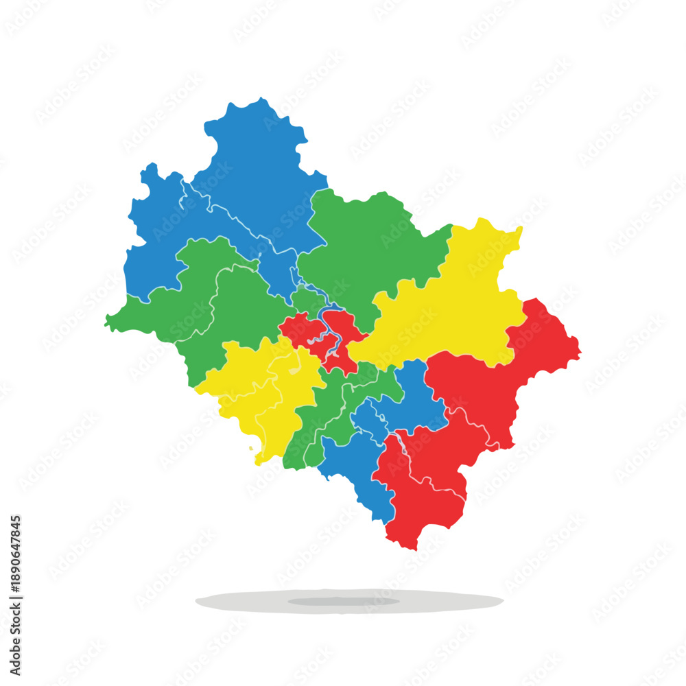 Fototapeta premium Colorful Map Divided into Regions.