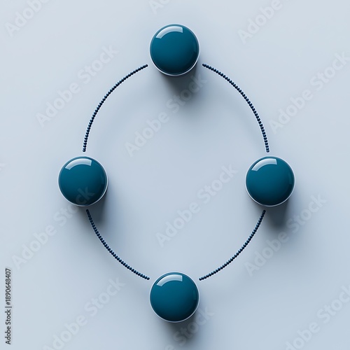 Circular flow diagram: A top-down view of a minimalistic and abstract circular diagram, showcasing a seamless flow or process within a business model or concept, with four interconnected components.