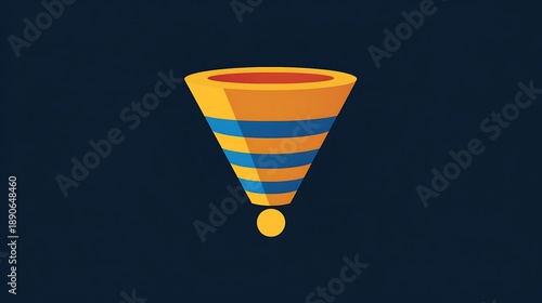 Funnel Icon: Illustrating a graphic funnel icon, this image showcases a simple yet versatile design element suitable for a wide array of visual projects.