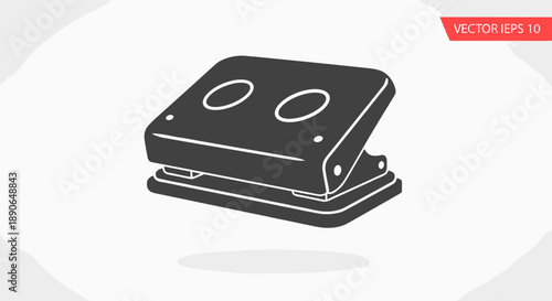 Simple Black Silhouette of a TwoHole Puncher.