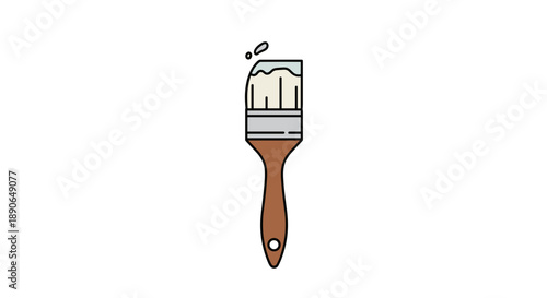 A simple illustration of a paint brush with white paint.