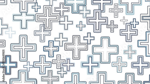 Gray Plus Signs Pattern on White Background.