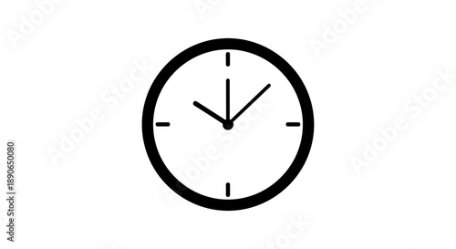Simple Black and White Clock Face Showing Time.