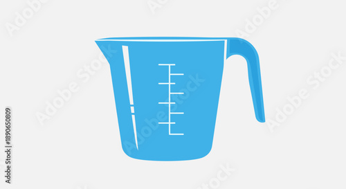 Blue Measuring Cup with Clear Volume Markings.