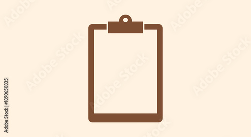 Brown Clipboard with Blank White Paper for Notes.