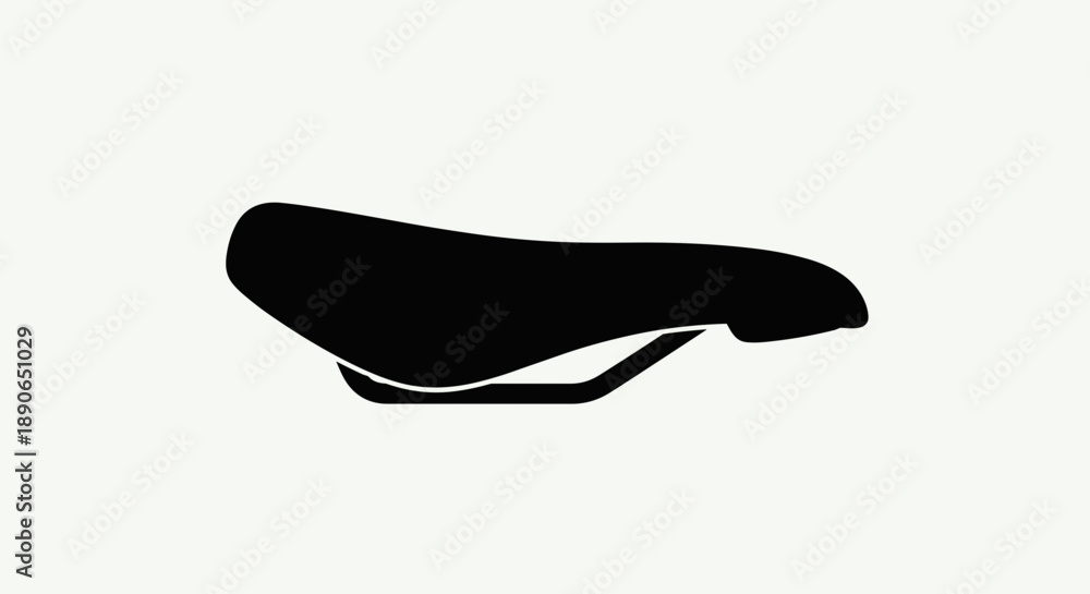 Fototapeta premium Black silhouette of a bicycle saddle on a white background.