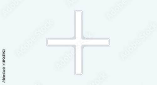 White Cross Symbol on Light Blue Background.