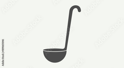 Simple Silhouette of a Kitchen Ladle on a Plain Background.
