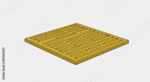 Yellow Square Metal Grate with Raised Pattern.