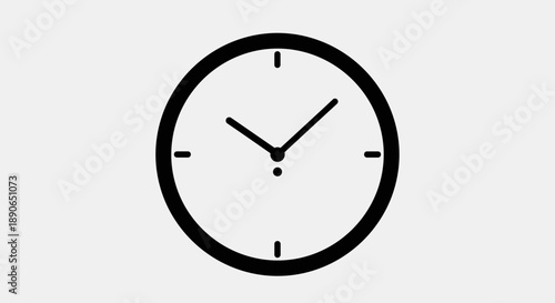 Simple Black and White Clock Face Icon.