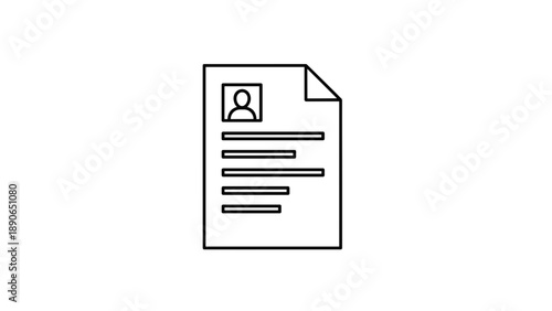 Simple Line Art Icon of a Document with Personal Information.