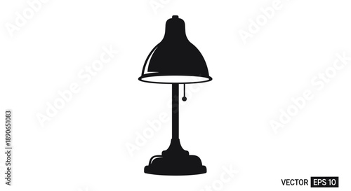 Silhouette of a classic desk lamp with a bellshaped shade.
