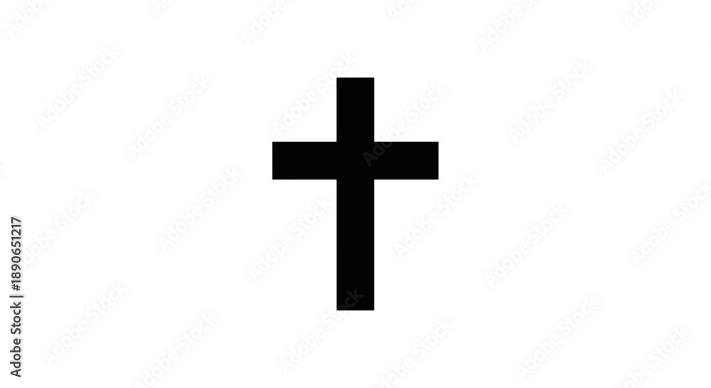 Fototapeta premium Simple Black Christian Cross Symbol Isolated on White Background.