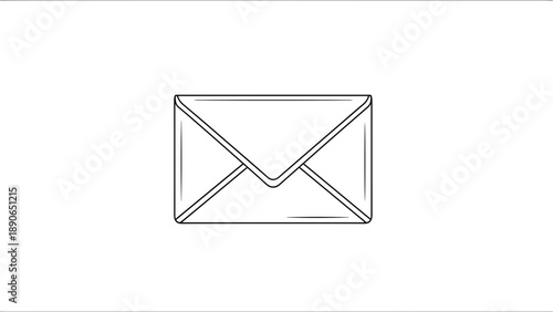Simple Hand Drawn Envelope Icon on White Background.