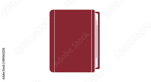 A closed red hardcover book standing upright on a white background.