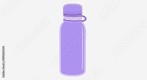 Simple Illustration of a Purple Water Bottle with Cap.