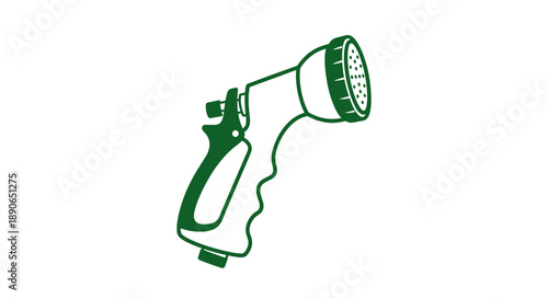 Green Garden Hose Nozzle Sprayer With Multiple Spray Settings.