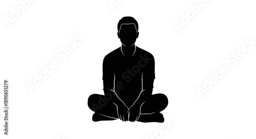 Silhouette of a person meditating in a crosslegged pose.