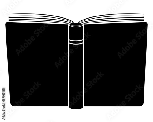 Open book silhouette, book cover - vector image for a logo, icon, or stencil. Open book cover forward or diary silhouette for laser cutting