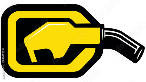 A graphic depiction of a fuel nozzle, with the body enclosed in a rectangular shape