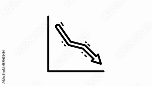Simple Line Graph Showing Downward Trend and Arrow.