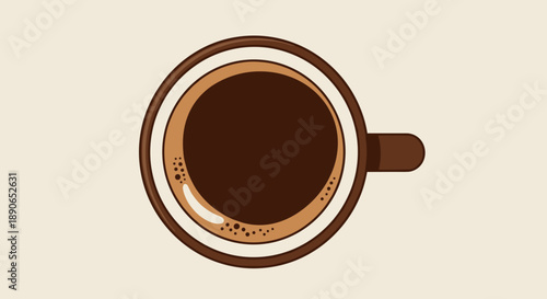 Top view of a steaming cup of hot coffee with crema.