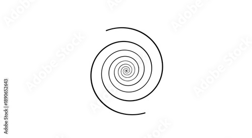 A Simple Black Spiral Expanding Outwards On A White Background.