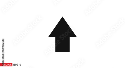 Simple Black Arrow Pointing Upward on White Background.