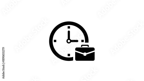 Clock and Briefcase Icon Representing Business Time Management.