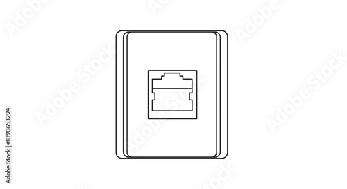 Simple Line Drawing of a Network Port Outlet.