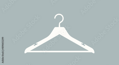 Simple White Clothes Hanger on Gray Background.
