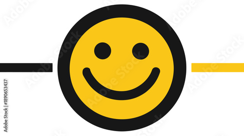 Simplified, stylized smiley face with black outline, yellow fill, with horizontal lines