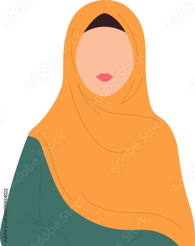Woman wearing hijab illustration. World hijab day, islamic woman, muslim fashion style. Vector isolated.