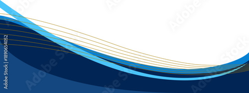 Business abstract wave line frame. Wavy curve background with gold line for footer, header, flyer, promotional banner. Vector isolated.