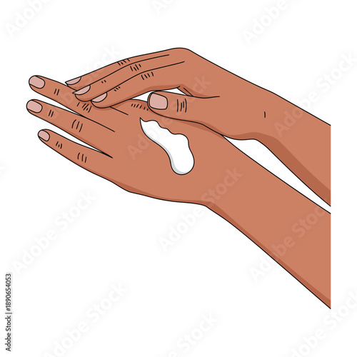 A person applying hand cream to moisturize and soften their dry hands