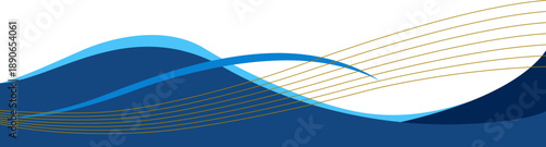 Business abstract wave line frame. Wavy curve background with gold line for footer, header, flyer, promotional banner. Vector isolated.
