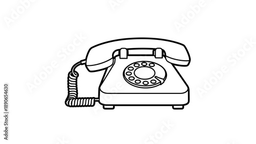 Vintage Rotary Dial Telephone Illustration.