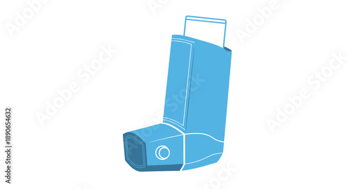 Blue Asthma Inhaler Device for Breathing Relief.