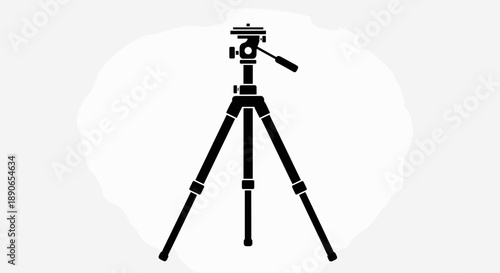 Black Silhouette of a Professional Camera Tripod Stand.