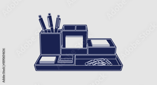 Desk Organizer with Pens and Office Supplies.