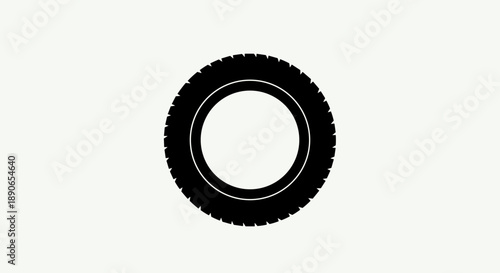 Black Car Tire Tread Pattern Isolated on White Background.