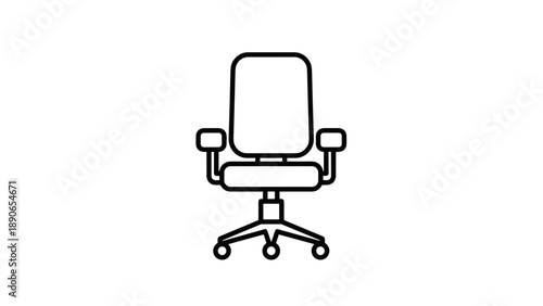 Modern Office Chair Icon with Armrests and Wheels.