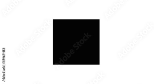 A stark black square against a pure white background.