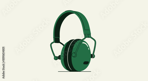Green Headphones Isolated on a Light Background.