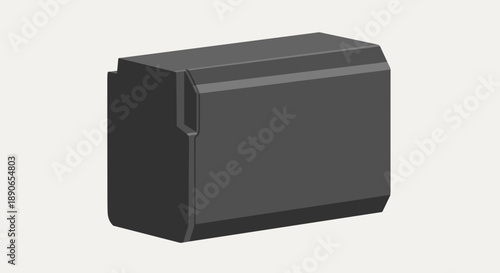 3D Rendered Dark Gray Rectangular Object with Beveled Edges.