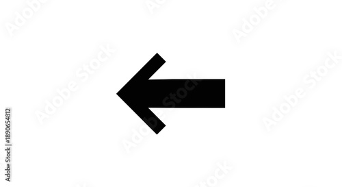 Simple Black Arrow Pointing Left on White Background.
